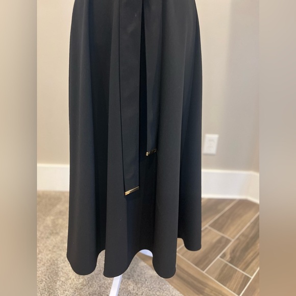 Calvin Klein size12 Belted Midi Black Dress Gold zip sleeveless cocktail formal - Picture 6 of 13